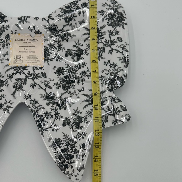 NWT Laura Ashley Black and White Floral Bow Melamine Serving Platter - Picture 6 of 9